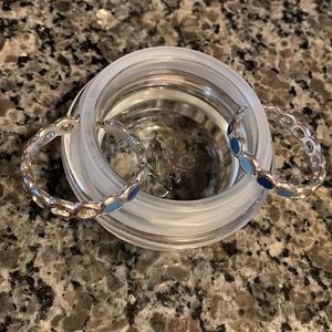 Blue and green hoop earrings